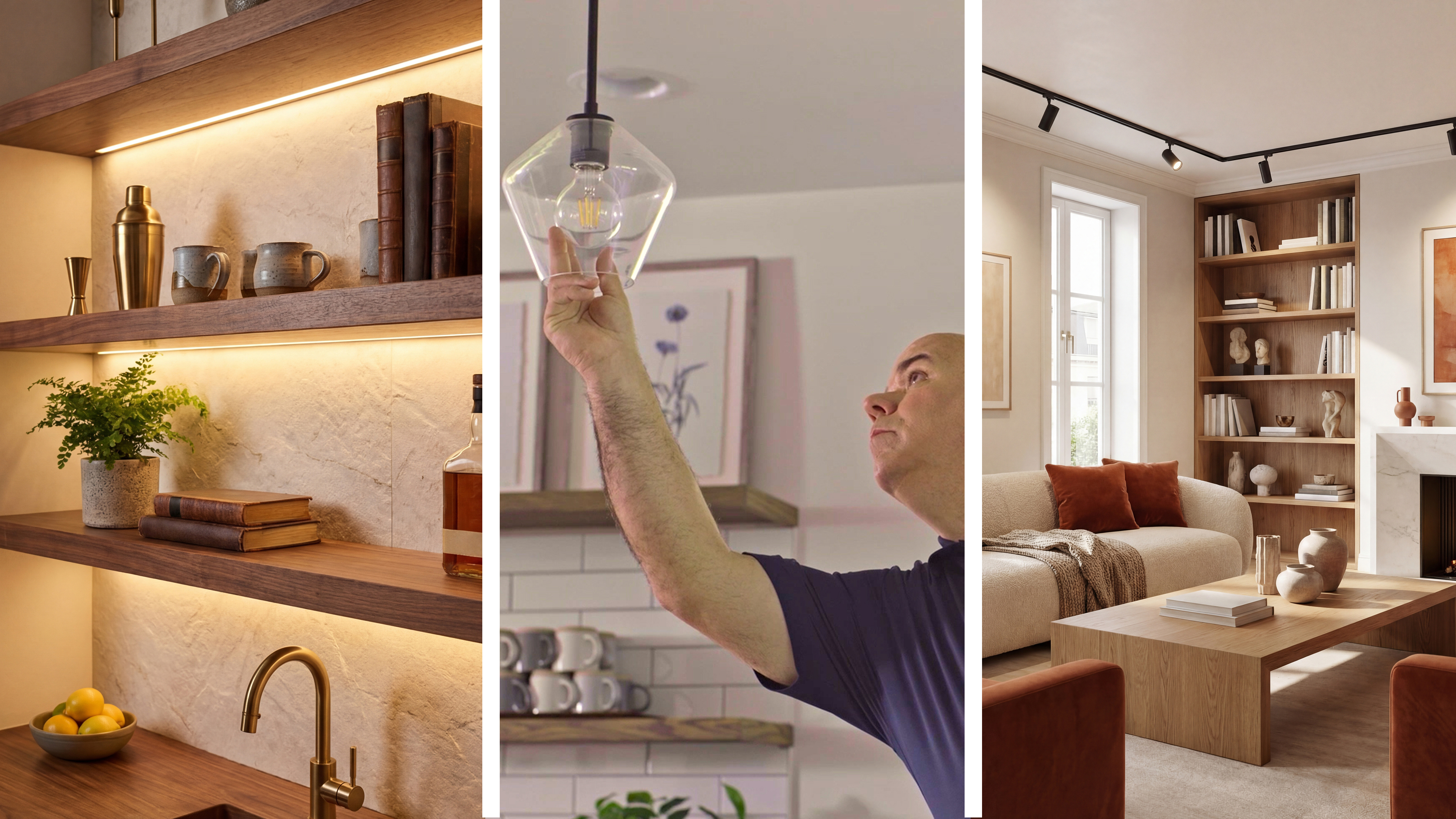 ELV tape strip lighting, LED bulbs, and MLV track lighting each require a different dimming control technology