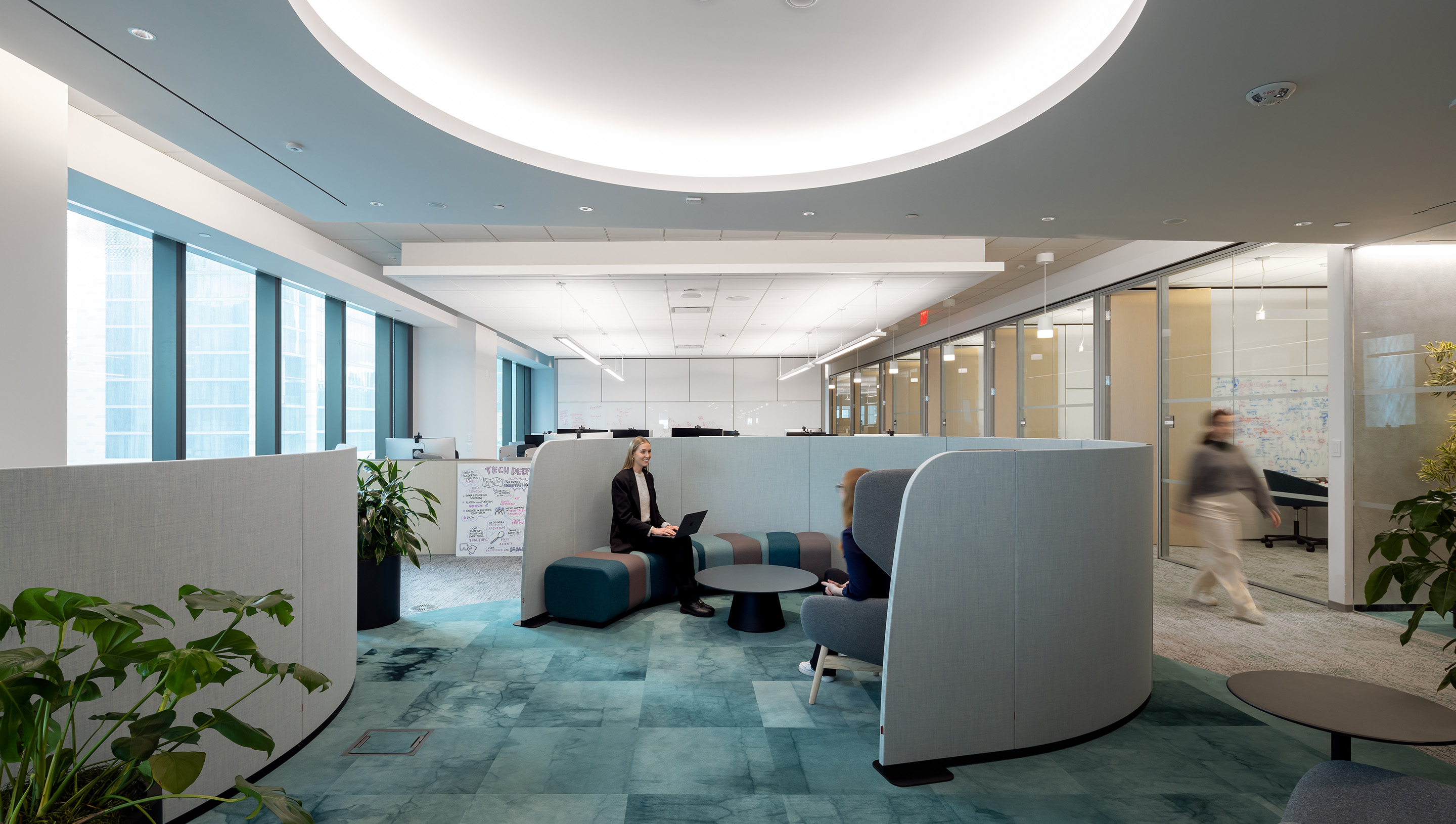 A New York City commercial open office with Lutron embedded fixture technology and Athena.