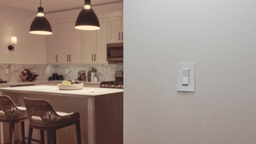 A paddle switch used in a kitchen.