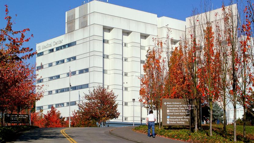 Exterior of Veteran’s Memorial Hospital in Seattle, Washington.