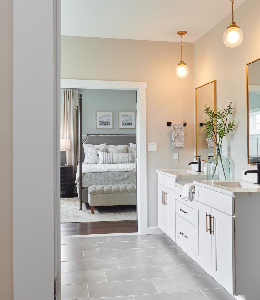A Northwest private residence bathroom with Lutron Caséta & Dimmers & Switches