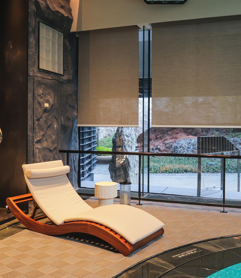 A China hospitality gym & spa with Lutron roller shades.