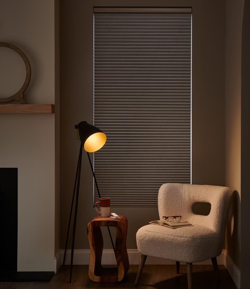 A Northeast private residence living room with Lutron Serena & Honeycomb Shade