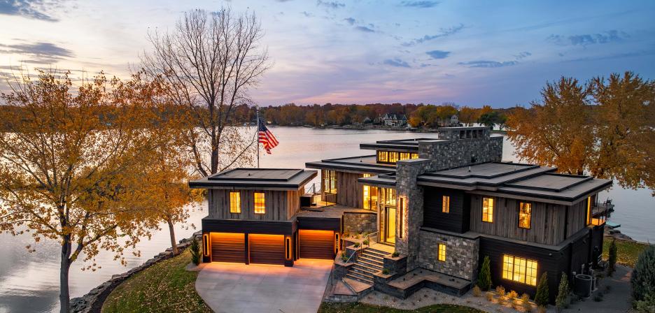 Aerial front view of home
