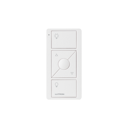 Close-up of wire-free, multi-button, multi-function Pico remote.