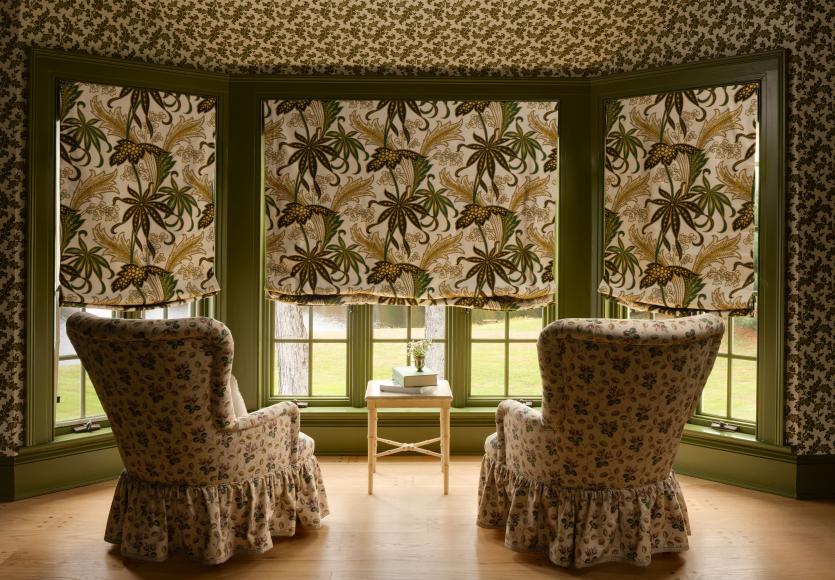 Roman shades with custom fabric