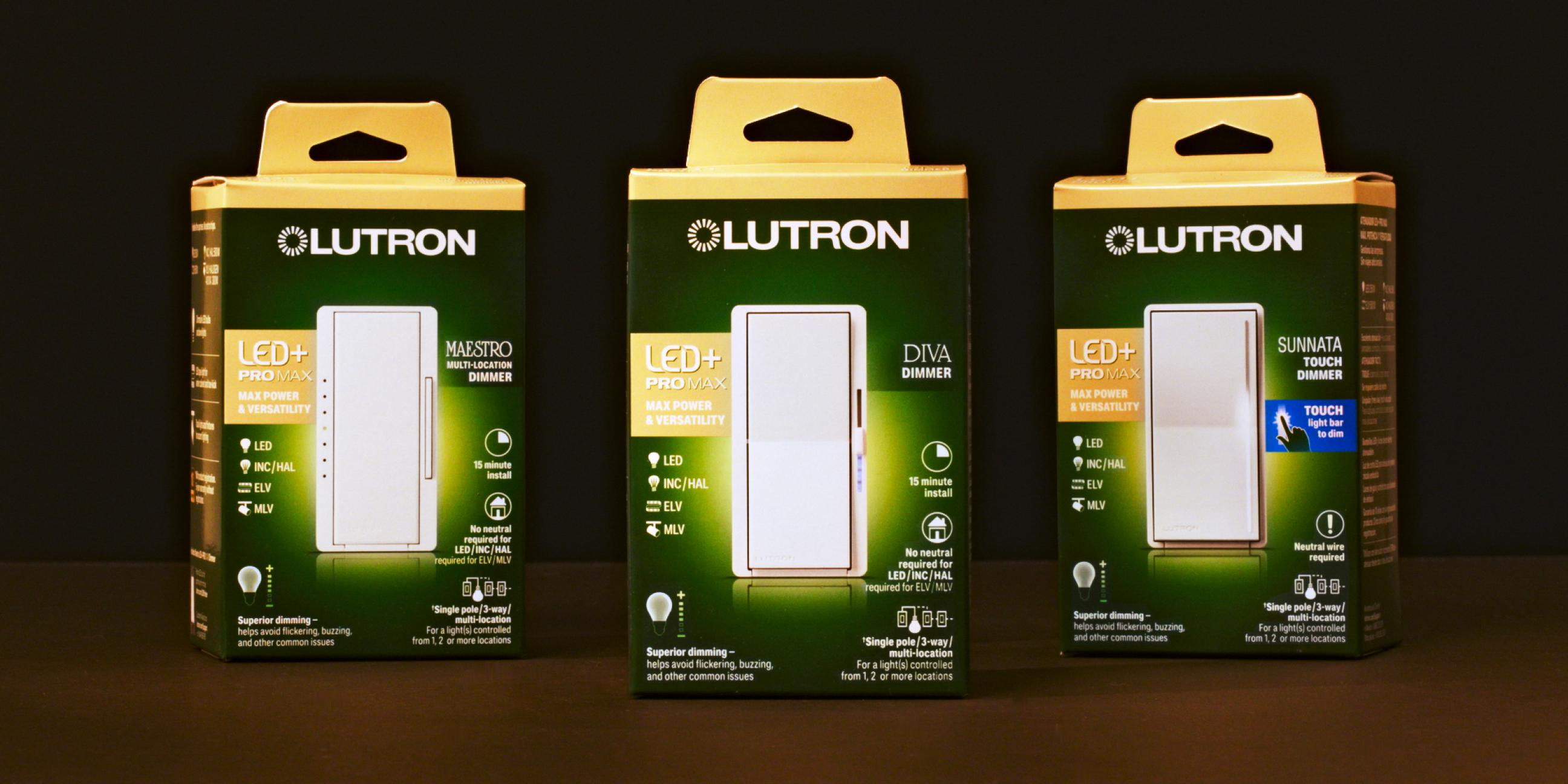 A product image of the Lutron LED+ Pro Max Diva Dimmer in its packaging.